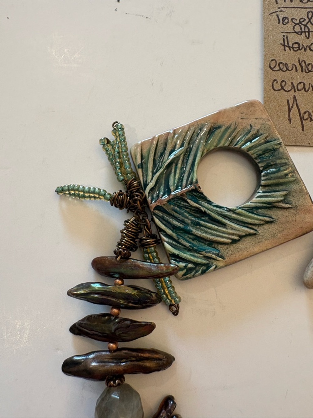 Bracelet Handmade Earthenware Ceramic Clay “Fir Bough” Toggle Clasp 2012 - Picture 2 of 8